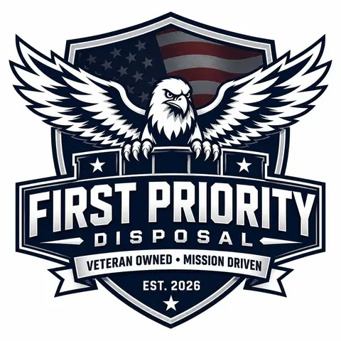 First Priority Disposal logo — veteran-owned dumpster rental Hampton Roads